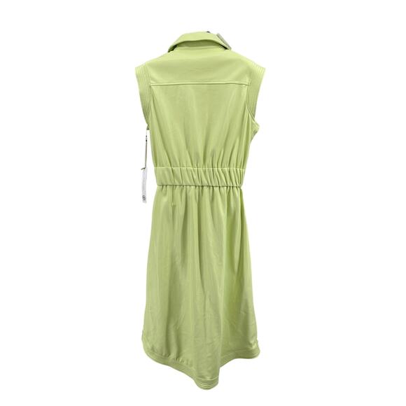 House of Harlow 1960 Shirt Dress Vegan Leather WMNS S Lime Green Utility Midi - Picture 5 of 9